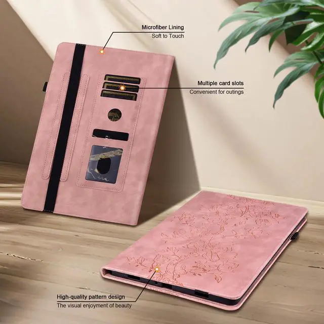 Alt view image 5 of 5 - YHDXUYS Case for Samsung Galaxy Tab S10 Plus 2024/S9 FE Plus 2023/S9 Plus 2023 12.4 Inch, Slim PU Leather Folio Cover with Multi-Angle Stand and Pen Holder, Pink