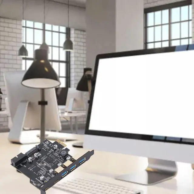 Alt view image 3 of 5 - PCB PCIe to USB 3.2 Gen 1 Card 5Gbps 3 USB Type A 2USB Type C 5 Port PCI Express Expansion Card Supports for for Linux for PC Black