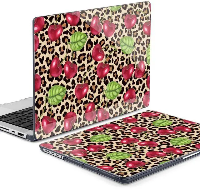 Alt view image 3 of 5 - MEEgoodo Case for MacBook Pro 14 inch (M5/M4/M3/M2/M1) 2025 2024 2023 2021, Laptop Hard Shell Case Fit Model A3434/A3112/A3401/A3185/A2918/A2992/A2779/A2442 Pro/Max, Beige Brown & Cherry