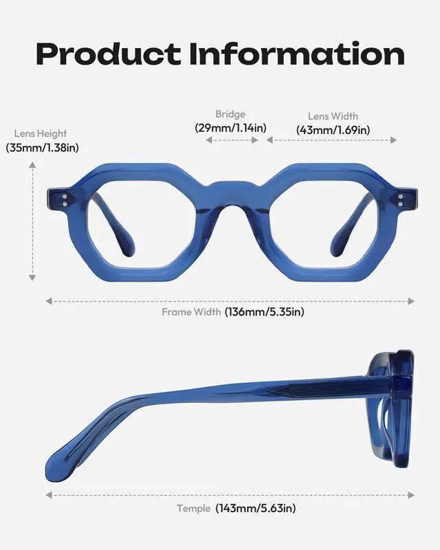 Alt view image 2 of 5 - Blue Light Blocking Glasses - Anti Glare & Eyestrain, 99% Filter, Lightweight Acetate Frame for Gaming/Office/Reading