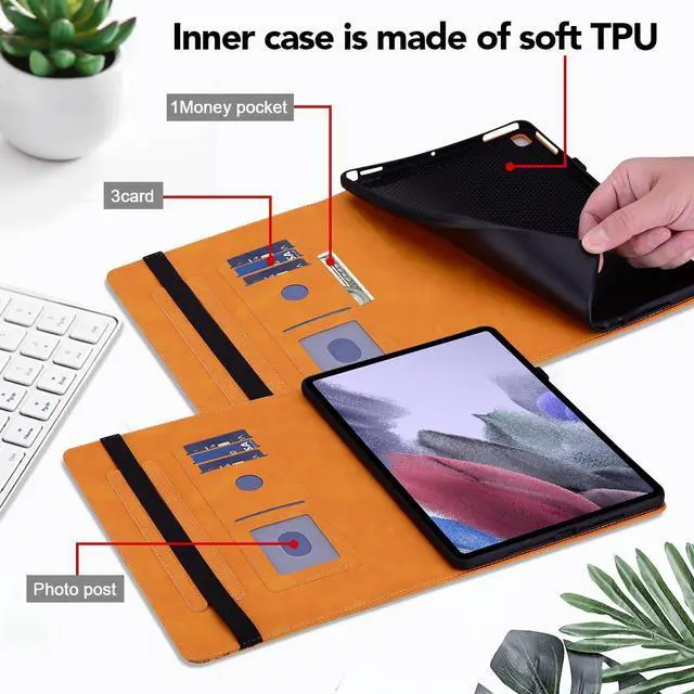 Alt view image 2 of 5 - VODEFOX for Amazon Kindle Fire Max 11 Case (13th Generation, 2023 Release) 11" - PU Leather Folio Embossed Peacock Flower Cover for Fire 11 Tablet - Orange