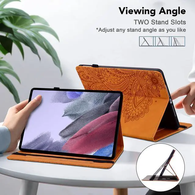 Alt view image 4 of 5 - VODEFOX for Amazon Kindle Fire Max 11 Case (13th Generation, 2023 Release) 11" - PU Leather Folio Embossed Peacock Flower Cover for Fire 11 Tablet - Orange