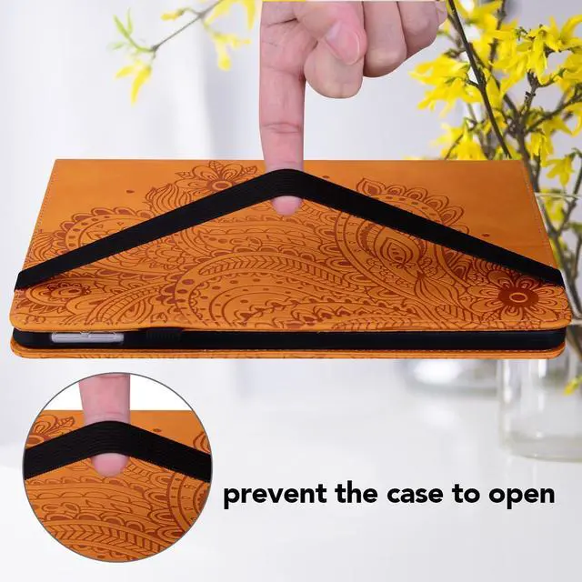 Alt view image 5 of 5 - VODEFOX for Amazon Kindle Fire Max 11 Case (13th Generation, 2023 Release) 11" - PU Leather Folio Embossed Peacock Flower Cover for Fire 11 Tablet - Orange
