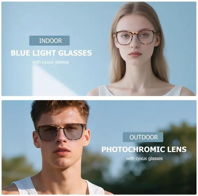 Alt view image 2 of 5 - Cyxus Photochromic Glasses for Women Men UV Protection with Blue Light Blocking8287i10 Tortoise