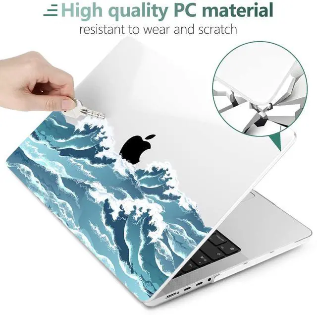 Alt view image 3 of 5 - TWOLSKOO for MacBook Pro 16 Inch Case 2023 2022 2021 Release M2 A2780 M1 A2485 M1 Pro/Max, Hard Shell Case & Keyboard Cover & Screen Protector for Mac Pro 16" with Touch ID, Ocean