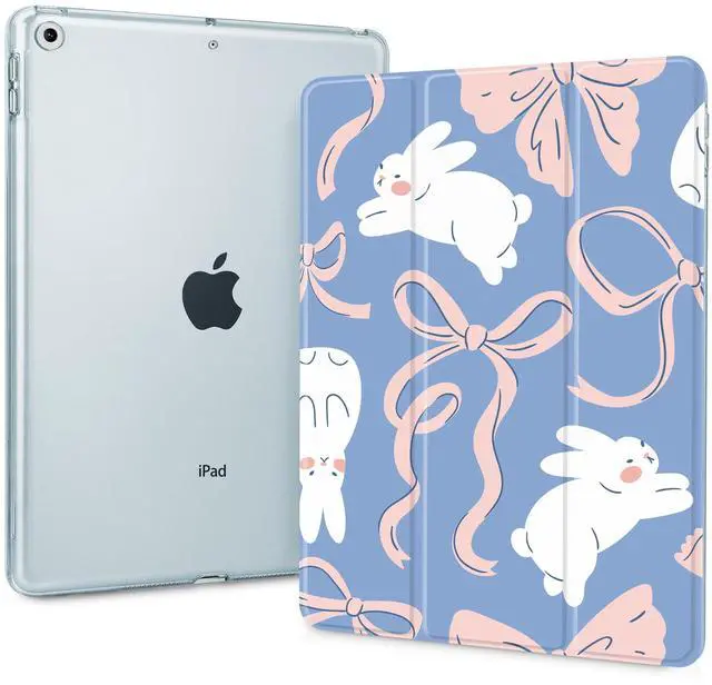 Main image of Lepeoac Case for iPad 9th Generation, iPad 8th/7th Gen Case 10.2-inch, Slim Stand Cover with Hard Translucent Back Shell, Auto Wake/Sleep, Bunny and Bowknots
