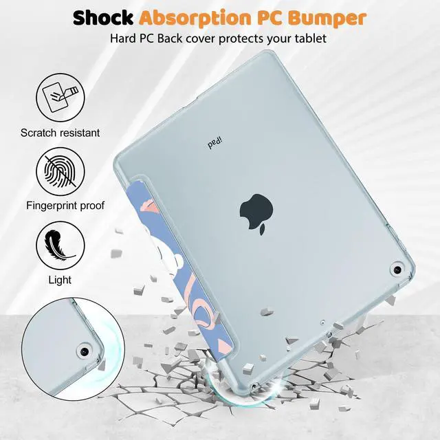 Alt view image 4 of 5 - Lepeoac Case for iPad 9th Generation, iPad 8th/7th Gen Case 10.2-inch, Slim Stand Cover with Hard Translucent Back Shell, Auto Wake/Sleep, Bunny and Bowknots