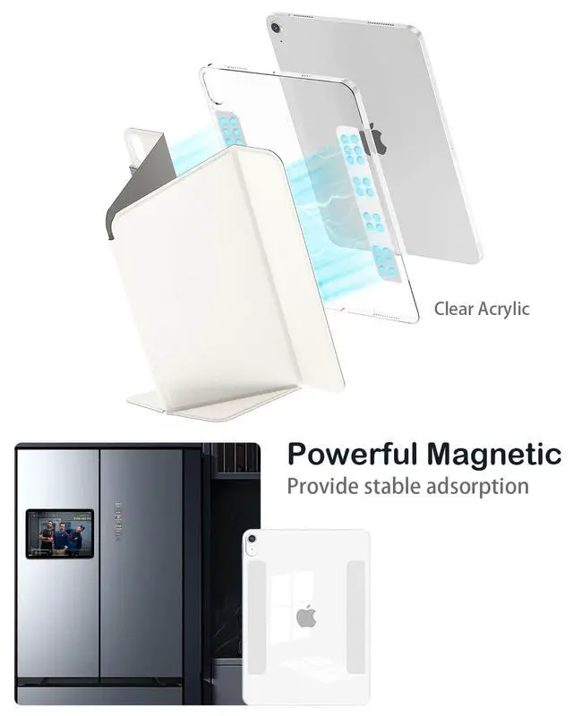 Alt view image 4 of 5 - Feams V Fold Case for iPad (A16) 11th Generation 11 Inch 2025, iPad 10th Generation 10.9 Inch 2022, V-Shaped Standing Magnetic Detachable Clear Back Case with Portrait Mode & Auto Sleep, Cream White
