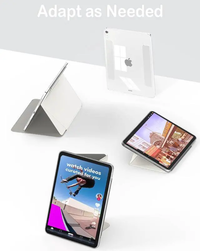 Alt view image 3 of 5 - Feams V Fold Case for iPad (A16) 11th Generation 11 Inch 2025, iPad 10th Generation 10.9 Inch 2022, V-Shaped Standing Magnetic Detachable Clear Back Case with Portrait Mode & Auto Sleep, Cream White