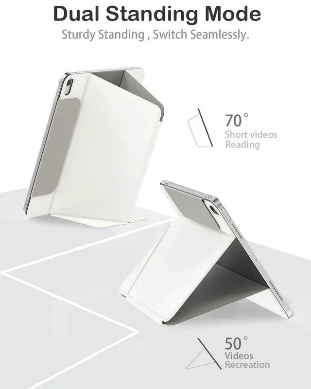 Alt view image 5 of 5 - Feams V Fold Case for iPad (A16) 11th Generation 11 Inch 2025, iPad 10th Generation 10.9 Inch 2022, V-Shaped Standing Magnetic Detachable Clear Back Case with Portrait Mode & Auto Sleep, Cream White