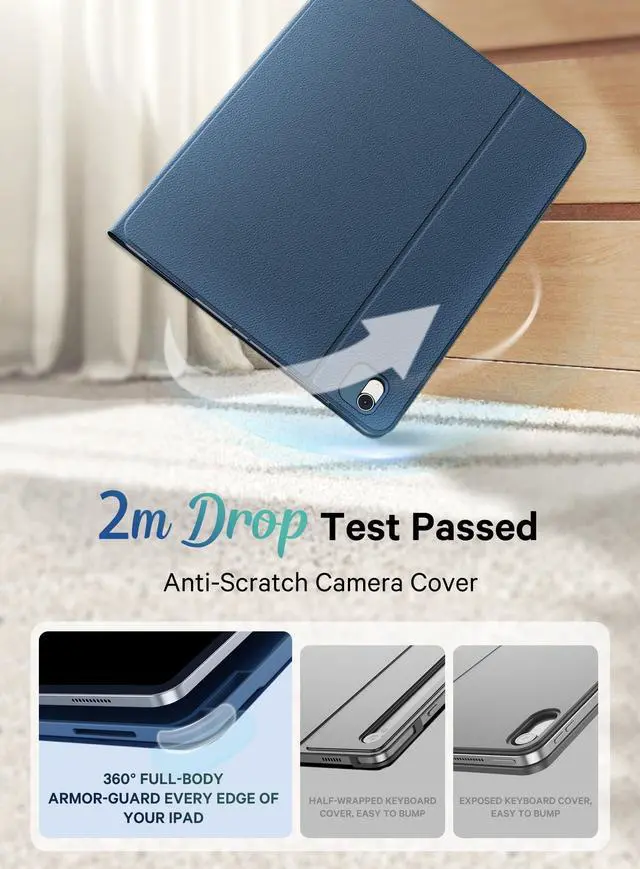 Alt view image 3 of 5 - CHESONA Ultra Light iPad Air 13 inch Case Keyboard(M3 2025 / M2 2024)- Magnetic Detachable 7 Colors Backlit Multi-Touch Trackpad Keyboard for iPad Pro 12.9, Smart Sleep/Wake Stain Proof- Navy Blue