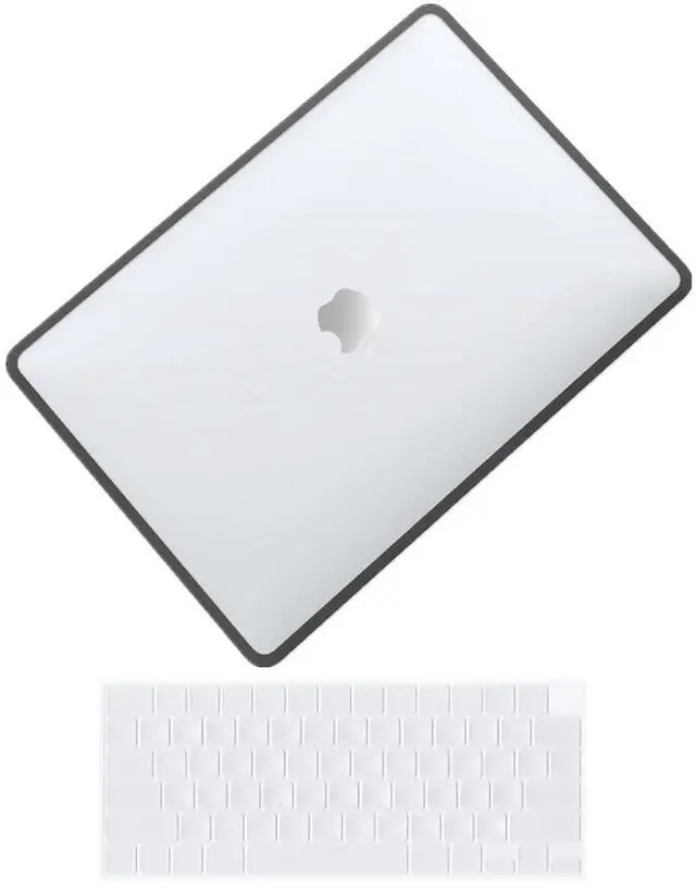 Main image of Se7enline Compatible with 2025 MacBook Air M4 15 inch Case for Mac Air 15.3 M4 M3 M2 Chip A2941/A3114/A3241 TPU+PC Anti-Fingerprint Matte Laptop Hard Shell Case & Keyboard Cover, Transparent&Black