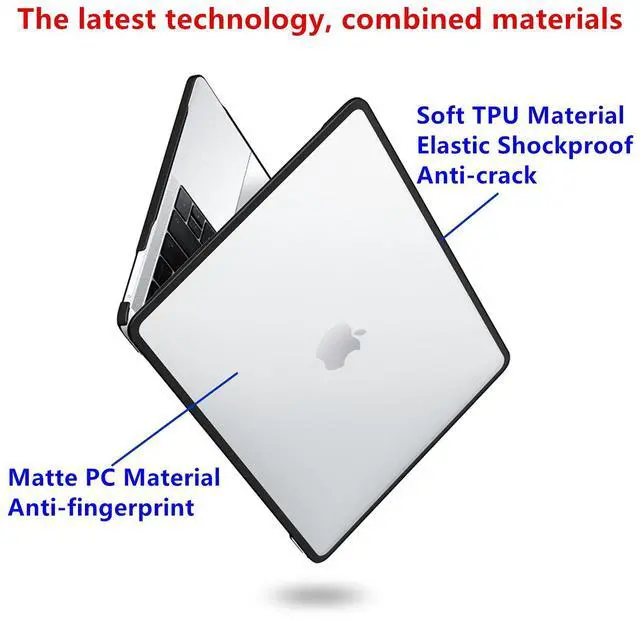 Alt view image 3 of 5 - Se7enline Compatible with 2025 MacBook Air M4 15 inch Case for Mac Air 15.3 M4 M3 M2 Chip A2941/A3114/A3241 TPU+PC Anti-Fingerprint Matte Laptop Hard Shell Case & Keyboard Cover, Transparent&Black