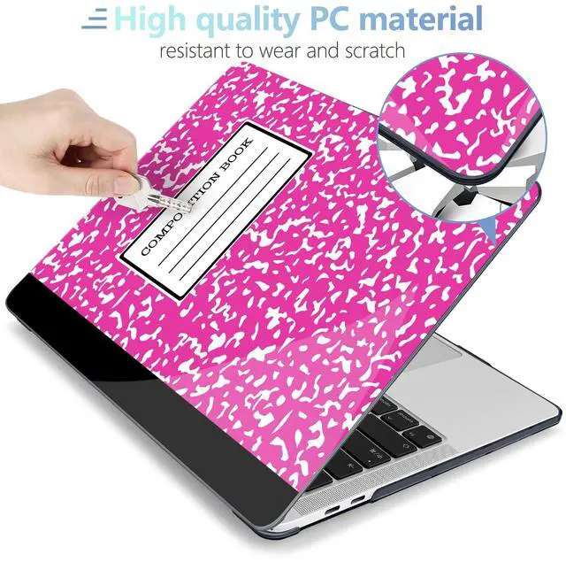 Alt view image 3 of 5 - MEEgoodo for M2 MacBook Pro 13 inch Case 2022 2021 2020,Crystal Cover Fit Model A2338 M2/M1 A2251 A2289,Clear Case for 13.3-inch Laptop,Hard Shell for MacBook Pro M2, Rose Red Composition Book