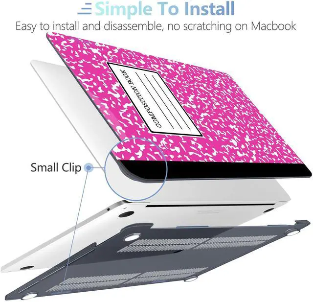 Alt view image 4 of 5 - MEEgoodo for M2 MacBook Pro 13 inch Case 2022 2021 2020,Crystal Cover Fit Model A2338 M2/M1 A2251 A2289,Clear Case for 13.3-inch Laptop,Hard Shell for MacBook Pro M2, Rose Red Composition Book