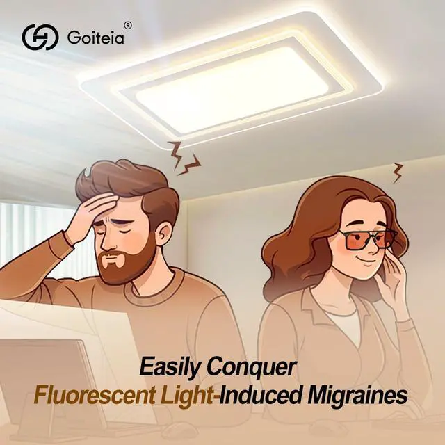 Alt view image 5 of 5 - Goiteia FL 41 Migraine Glasses,Light Sensitivity Glasses for Fluorescent LED Glare,Photophobia,Computer Screen Glare,Spring Hinges for Better Comfort