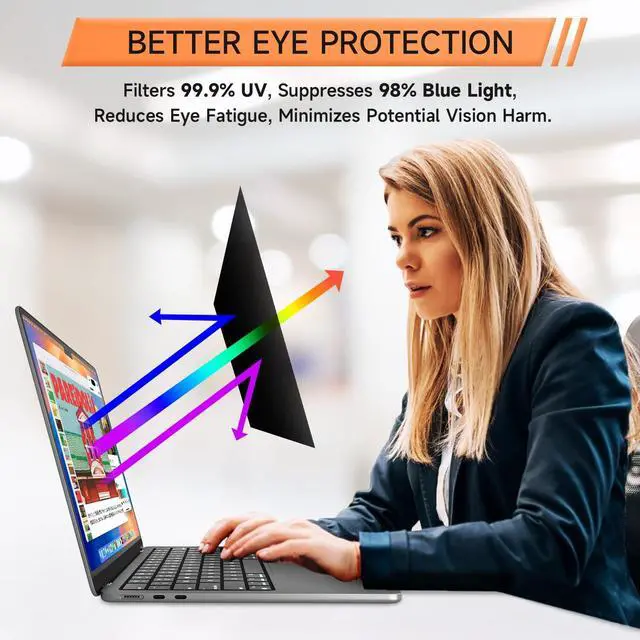 Alt view image 5 of 5 - Mamol 360° Privacy Screen for Macbook Air 15 Inch (2023-2025, M2, M3, M4), Anti Glare Blue Light Filter, Nano No Glue Anti Spy Black Protector for Mac Air 15.3In Laptop