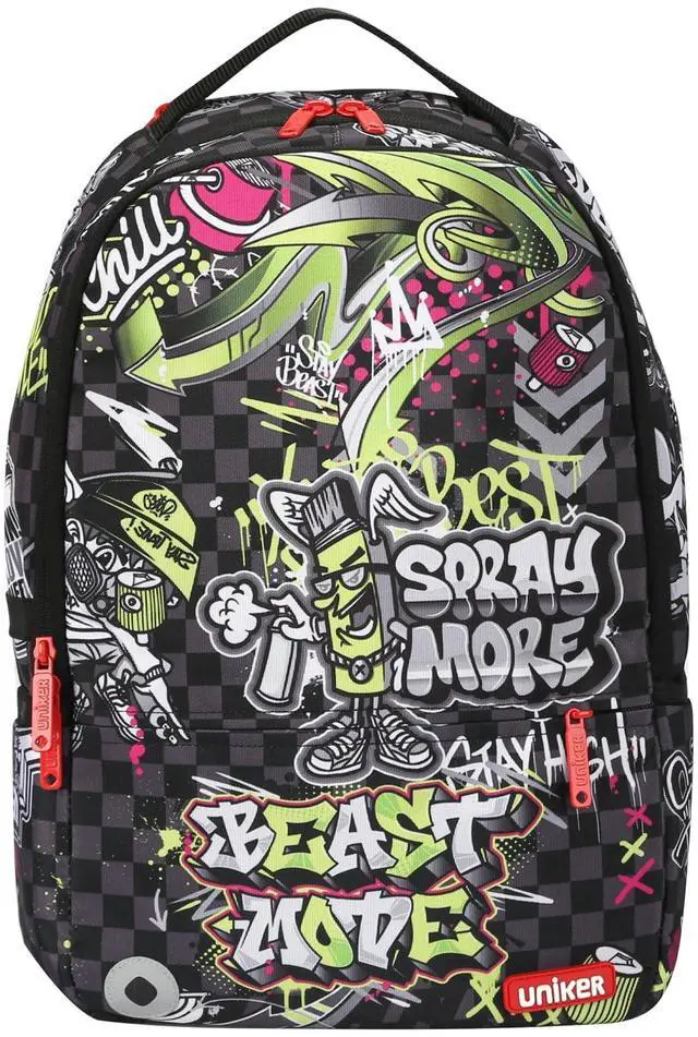 Alt view image 2 of 5 - UNIKER Graffiti Backpack, Designer Laptop Backpack for 15.6 Inch Work,Water Resistant Backpack Computer Bag, BeastMode