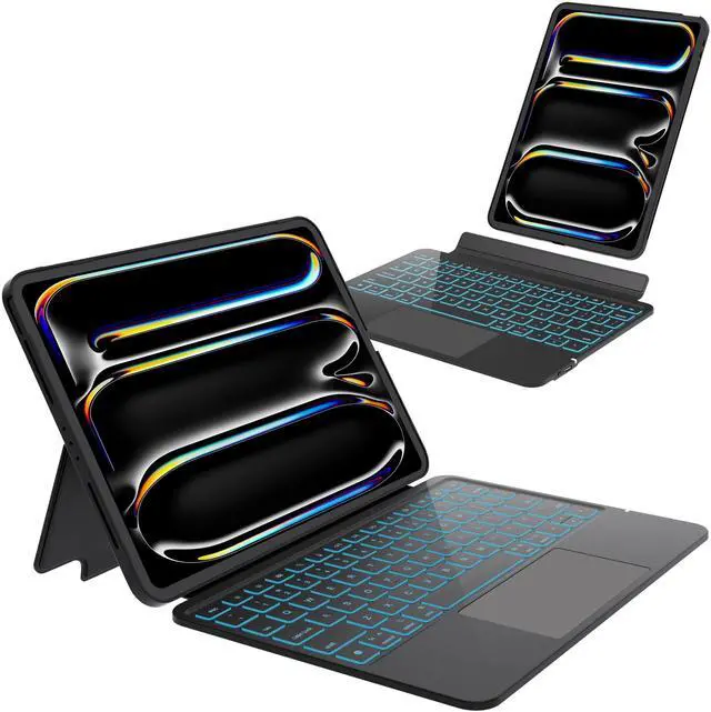 Main image of Otuoor iPad Pro 11 Inch Case with Keyboard (M4, 2024), Magnetic Detachable Keyboard Case for iPad Pro 11 Inch (5th Gen) with 7 Colors Backlight, Multi-Touch Trackpad, Portrait/Landscape Mode (Black)