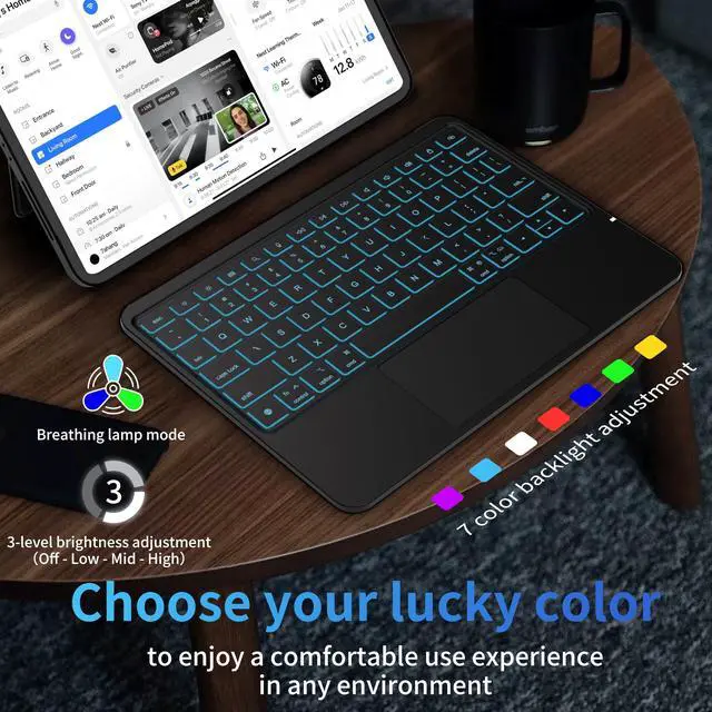 Alt view image 5 of 5 - Otuoor iPad Pro 11 Inch Case with Keyboard (M4, 2024), Magnetic Detachable Keyboard Case for iPad Pro 11 Inch (5th Gen) with 7 Colors Backlight, Multi-Touch Trackpad, Portrait/Landscape Mode (Black)