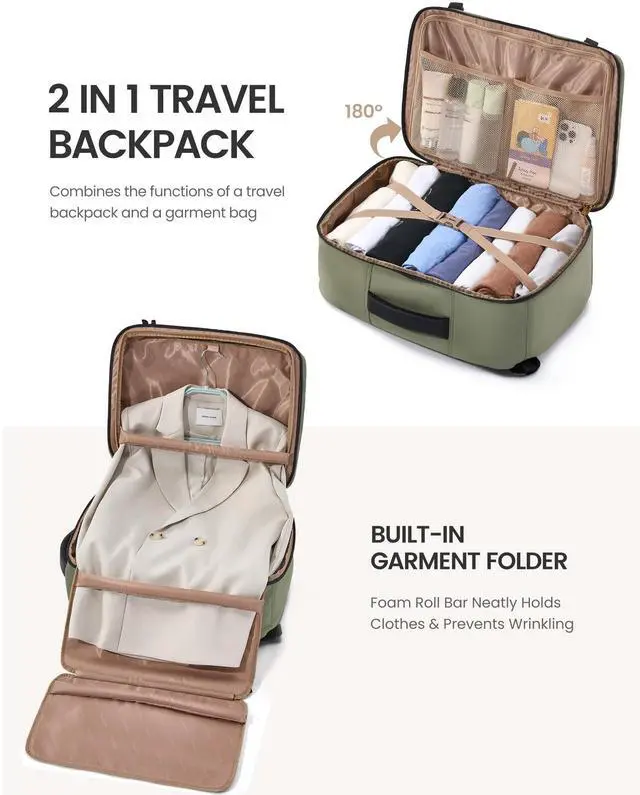 Alt view image 3 of 5 - LOVEVOOK Travel Backpack for Women Men with Garment Bag, 50L Carry on Backpack as TSA Personal Item Flight Approved, Luggage Daypack Fits 17.3" Laptop, Overnight Business Weekender Travel Essential