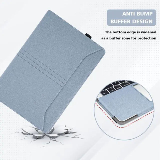 Alt view image 4 of 5 - TYTX Compatible MacBook Pro Case 13 Inch, PU Leather Laptop Cover for 2016-2024 Model M2 A2338 M1 A2251 A2289 A2159 A1989 A1708 A1706, with Vents and Stand Function, GrayBlue