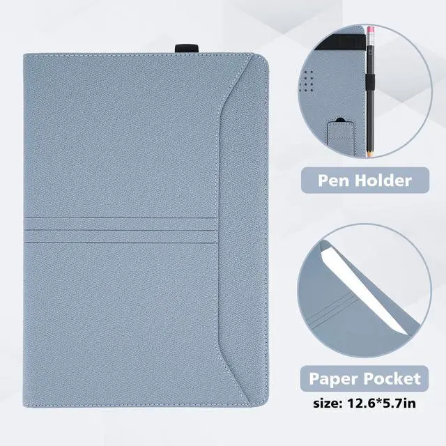 Alt view image 5 of 5 - TYTX Compatible MacBook Pro Case 13 Inch, PU Leather Laptop Cover for 2016-2024 Model M2 A2338 M1 A2251 A2289 A2159 A1989 A1708 A1706, with Vents and Stand Function, GrayBlue