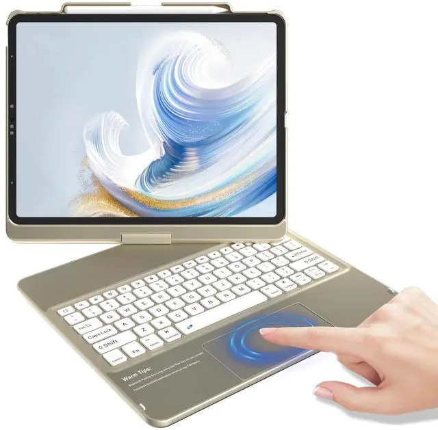 Main image of KBCASE Keyboard Case for iPad Air 13 inch M3/M2 /for iPad Pro 12.9 inch 6th/5th/4th/3rd Gen (2018-2022), 360°Rotatable Case with Touchpad & Pencil Holder for iPad Air 13/Pro 12.9 (Slate Grey)