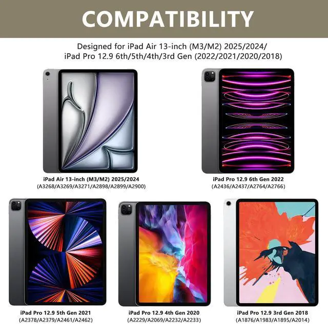 Alt view image 2 of 5 - KBCASE Keyboard Case for iPad Air 13 inch M3/M2 /for iPad Pro 12.9 inch 6th/5th/4th/3rd Gen (2018-2022), 360°Rotatable Case with Touchpad & Pencil Holder for iPad Air 13/Pro 12.9 (Slate Grey)