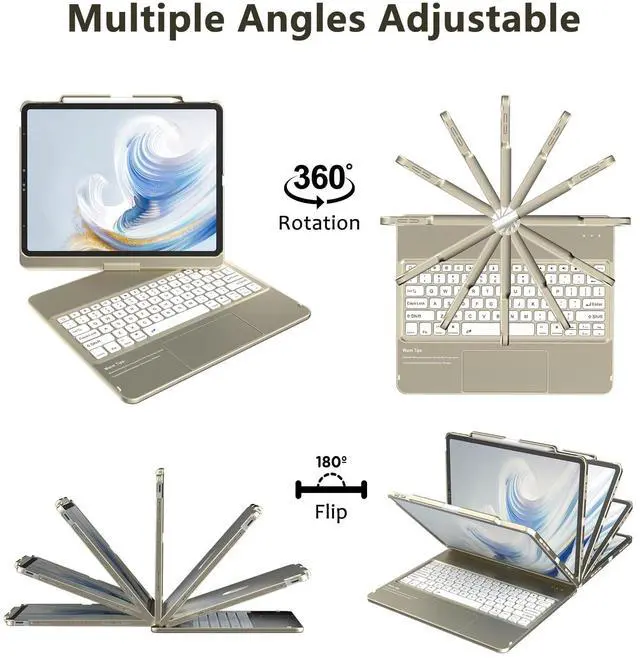 Alt view image 3 of 5 - KBCASE Keyboard Case for iPad Air 13 inch M3/M2 /for iPad Pro 12.9 inch 6th/5th/4th/3rd Gen (2018-2022), 360°Rotatable Case with Touchpad & Pencil Holder for iPad Air 13/Pro 12.9 (Slate Grey)