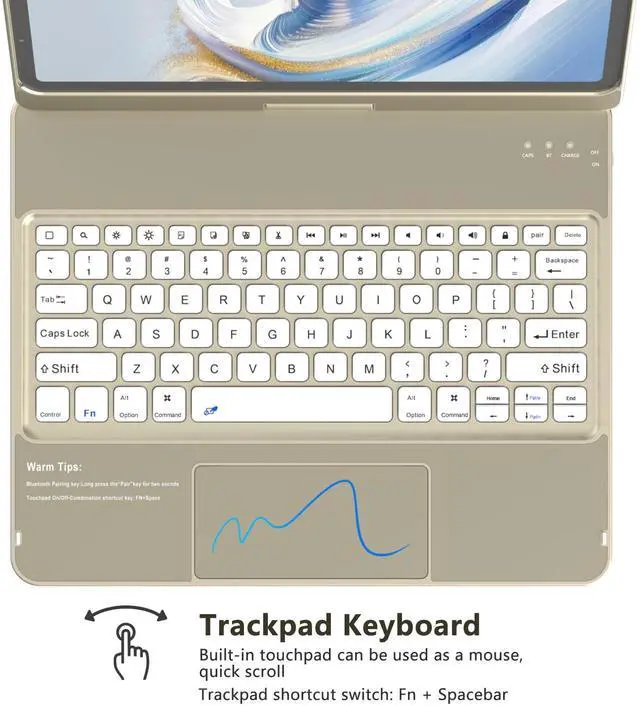 Alt view image 4 of 5 - KBCASE Keyboard Case for iPad Air 13 inch M3/M2 /for iPad Pro 12.9 inch 6th/5th/4th/3rd Gen (2018-2022), 360°Rotatable Case with Touchpad & Pencil Holder for iPad Air 13/Pro 12.9 (Slate Grey)