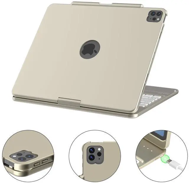 Alt view image 5 of 5 - KBCASE Keyboard Case for iPad Air 13 inch M3/M2 /for iPad Pro 12.9 inch 6th/5th/4th/3rd Gen (2018-2022), 360°Rotatable Case with Touchpad & Pencil Holder for iPad Air 13/Pro 12.9 (Slate Grey)