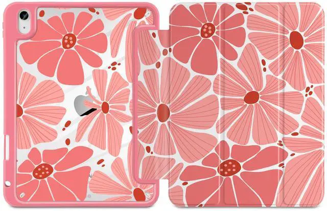 Alt view image 3 of 5 - MEEgoodo Case for iPad Air 11 inch M3 2025 / M2 2024,for iPad Air 5th / 4th Generation Case 10.9 inch 2022/2020, Tablet Cover with Acrylic Transparent Back Shell, Groovy Daisy Flower