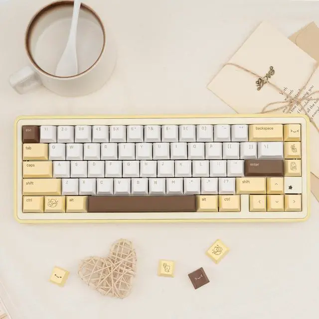 Alt view image 4 of 5 - JOLINTAL Cute PBT Keycaps 130 Keys, Minimalist Style Brown Bear Keycap, Cherry Profile Dye-Sublimation Custom Key Caps for Cherry MX Switches Mechanical Gaming Keyboard 60% 75% 100%