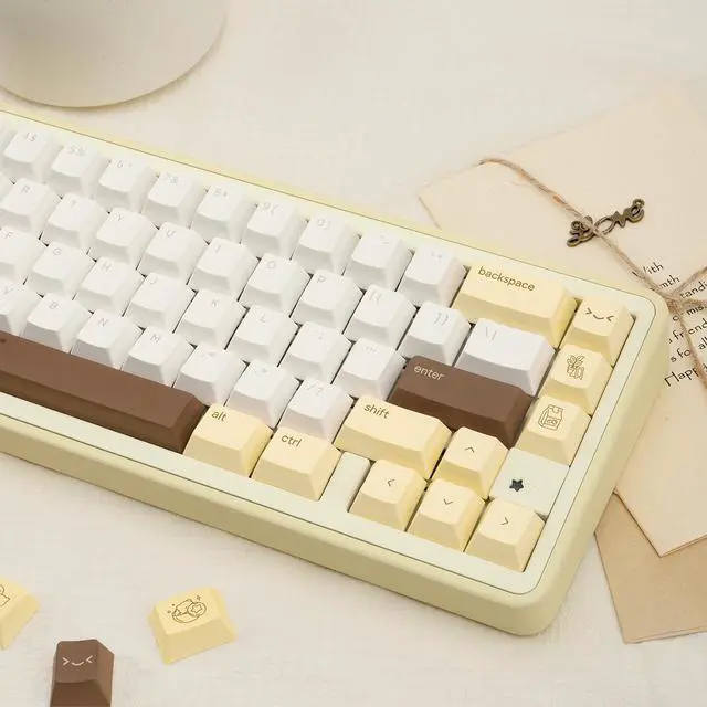 Alt view image 5 of 5 - JOLINTAL Cute PBT Keycaps 130 Keys, Minimalist Style Brown Bear Keycap, Cherry Profile Dye-Sublimation Custom Key Caps for Cherry MX Switches Mechanical Gaming Keyboard 60% 75% 100%