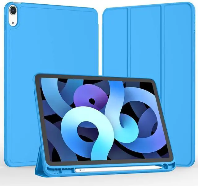 Alt view image 2 of 5 - iMieet iPad Air 11 Inch Case M3(2025) / M2 (2024), iPad Air 5th/4th Generation Case 2022/2020 10.9 Inch with Pencil Holder,Trifold Stand Smart Case with Soft TPU Back(Ocean Blue)