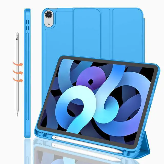 Main image of iMieet iPad Air 11 Inch Case M3(2025) / M2 (2024), iPad Air 5th/4th Generation Case 2022/2020 10.9 Inch with Pencil Holder,Trifold Stand Smart Case with Soft TPU Back(Ocean Blue)