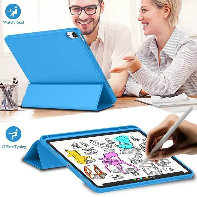 Alt view image 5 of 5 - iMieet iPad Air 11 Inch Case M3(2025) / M2 (2024), iPad Air 5th/4th Generation Case 2022/2020 10.9 Inch with Pencil Holder,Trifold Stand Smart Case with Soft TPU Back(Ocean Blue)
