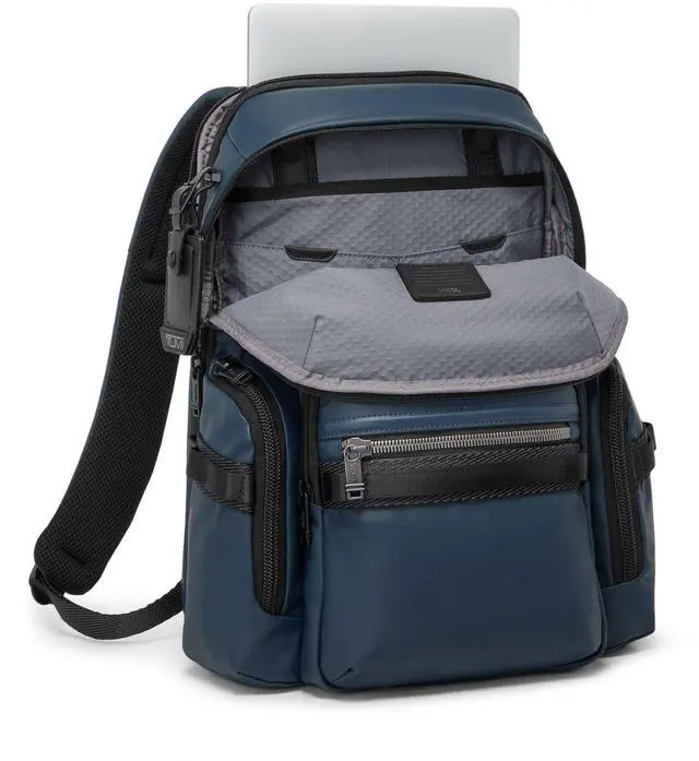 Alt view image 4 of 5 - Tumi Men's Navigation Backpack, Navy Coated Canvas, One Size