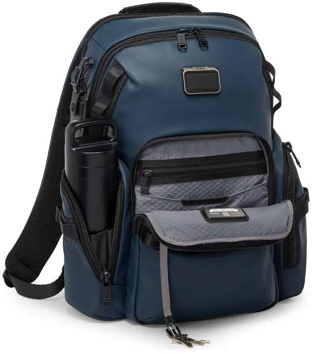 Alt view image 5 of 5 - Tumi Men's Navigation Backpack, Navy Coated Canvas, One Size