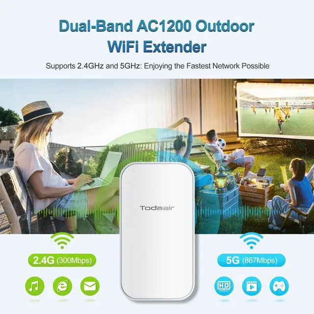 Alt view image 2 of 5 - 2025 New Outdoor WiFi ExtenderIP65 WeatherproofWiFi Booster and Signal AmplifierOutdoor WiFi Extender for FarmCourtyardFactoryCampsite