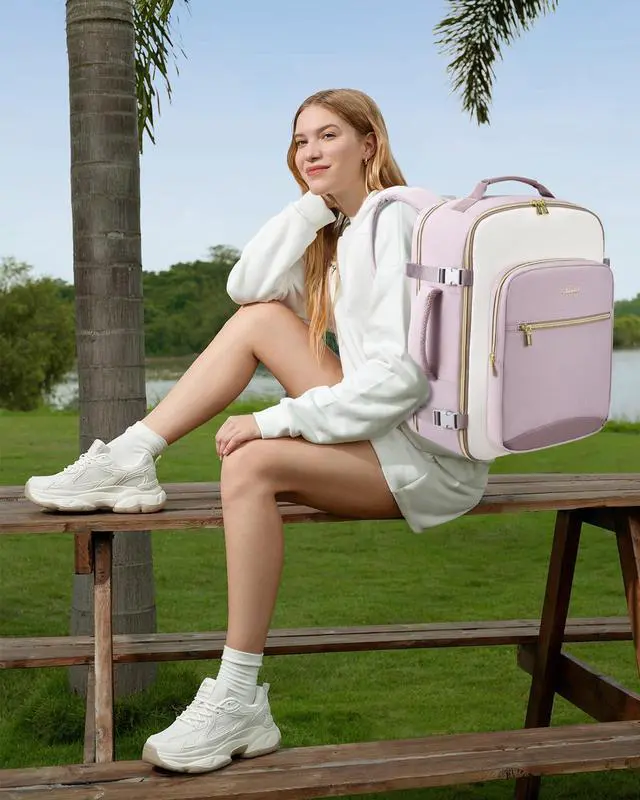 Alt view image 2 of 5 - LOVEVOOK Large Travel Backpack for Women & Men, 40L Carry on Backpack for Airplanes, TSA Personal Item Travel Bag fits 17" Laptop, Waterproof Travel Essentials Airline Approved with 3 Packing Cubes