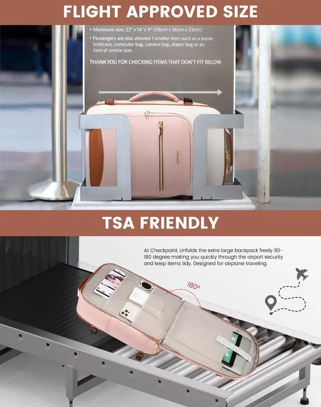 Alt view image 4 of 5 - LOVEVOOK Large Travel Backpack for Women & Men, 40L Carry on Backpack for Airplanes, TSA Personal Item Travel Bag fits 17" Laptop, Waterproof Travel Essentials Airline Approved with 3 Packing Cubes