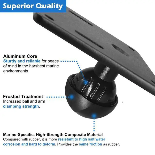 Alt view image 4 of 5 - WINDFRD Aluminum 75x75mm VESA Plate with 1.5"/C Size Ball, Industrial Monitor/Television Mount Base for Truck, Compatible with Ram Mounts, iBOLT and More C Size Double Socket Arm Accessories