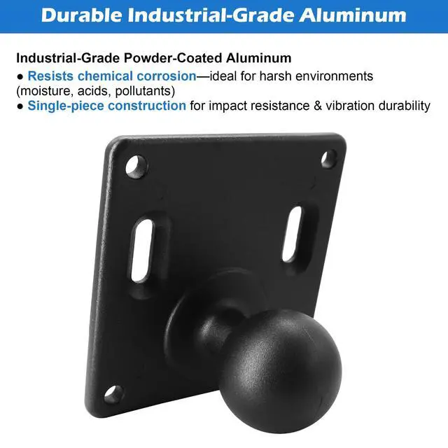 Alt view image 3 of 5 - WINDFRD Aluminum 75x75mm VESA Plate with 1.5"/C Size Ball, Industrial Monitor/Television Mount Base for Truck, Compatible with Ram Mounts, iBOLT and More C Size Double Socket Arm Accessories
