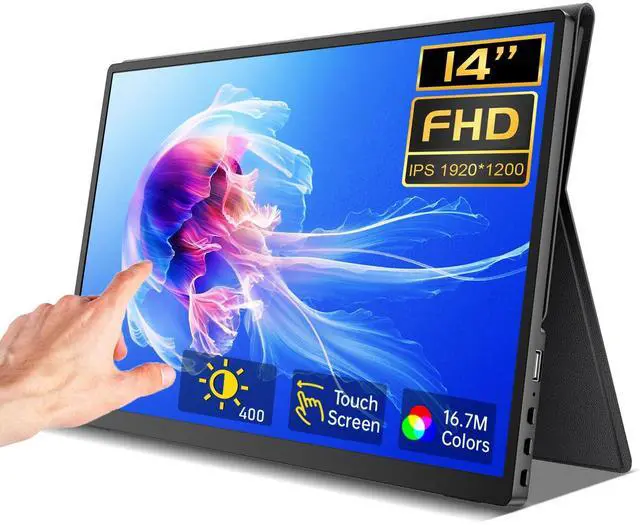Main image of Portable Monitor Touchscreen 14 Inch 1200P Touch Screen Monitor Portable with Protective Sleeve CNC Metal HDMI USB C 100% sRGB Ultra-Slim Travel Monitors for Laptop, PC, Mac, Phone, Switch
