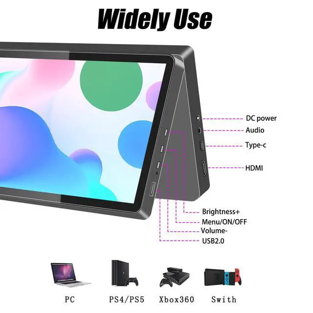 Alt view image 2 of 5 - Portable Monitor 10.3-inch Touchscreen 1920 * 720 Long Bar Monitor, IPS Full Lamination Panel, Built-in Dual Speakers, HDMI Type-C Port, Suitable for Mac,laptops,PC,Switch, Phone