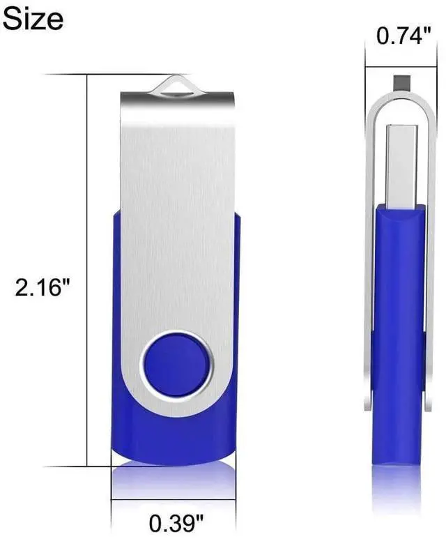 Alt view image 2 of 5 - Generic 256GB 2-Pack, High-Speed USB Flash Drive (or Micro SD Card) - Bundle for Extra Storage Value, Compatible with Phones, Tablets, Laptops (2 Pack Swivel USB Blue, 256GB)