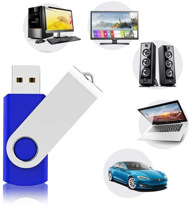 Alt view image 3 of 5 - Generic 256GB 2-Pack, High-Speed USB Flash Drive (or Micro SD Card) - Bundle for Extra Storage Value, Compatible with Phones, Tablets, Laptops (2 Pack Swivel USB Blue, 256GB)