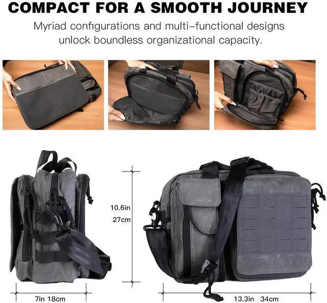 Alt view image 3 of 5 - Fynarzel Vintage Crossbody Messenger Bag for Men, Shoulder Satchel Laptop Bag Briefcase Waxed Canvas for Daily Commute, Work, Business,College Outdoor